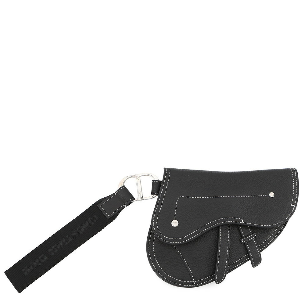 Christian Dior Clutch Bag KAWS Collaboration Saddle Leather Black